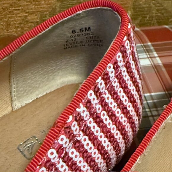 Sperry Top-Sider Bliss Berry & White Striped Sequin Flats Shoes Women SIZE 6.5 - Picture 12 of 14